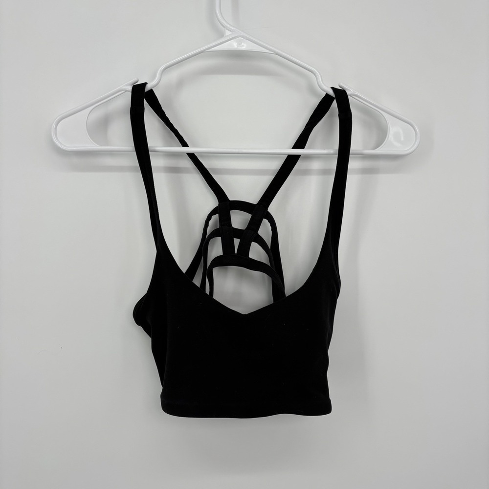 Vuori Women's Yosemite Bra Black Strappy Back Athletic Sports Bra Size Small